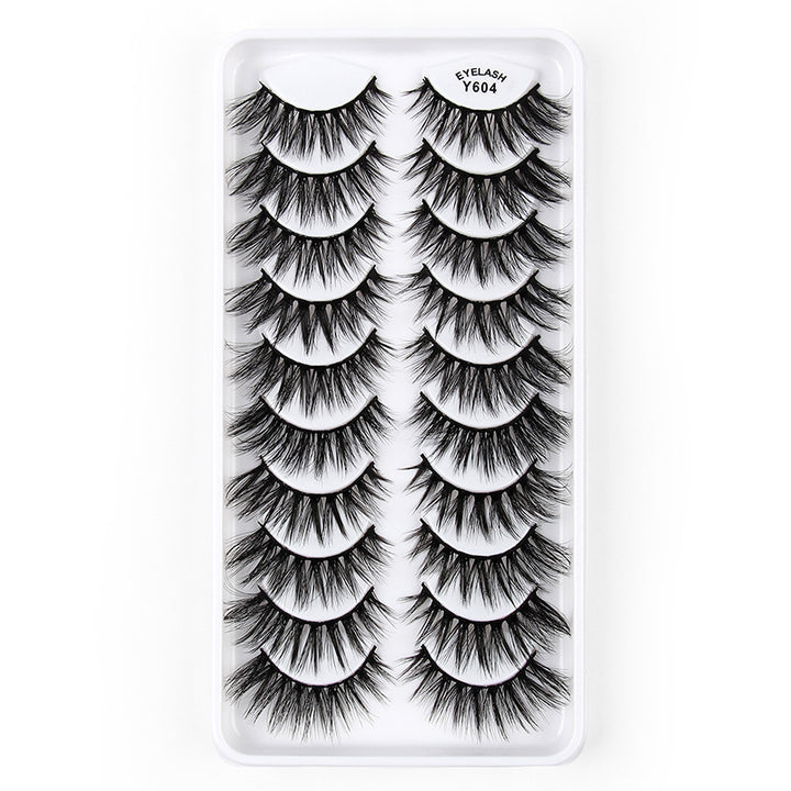 👁️✨ 3D European & American Cat Eye False Eyelashes – Natural Thick Fluffy Lash Set