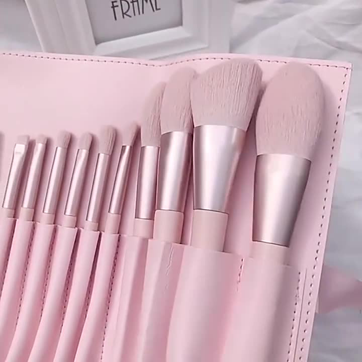 ✨ Light Blue Handle 12-Piece Makeup Brush Set — Soft Hair Beauty Tools 💄