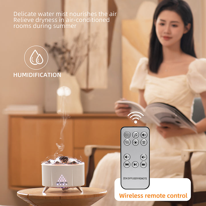 🔥🎶 Flame Aroma Diffuser with Bluetooth Speaker | Volcano Humidifier & White Noise Machine ✨
