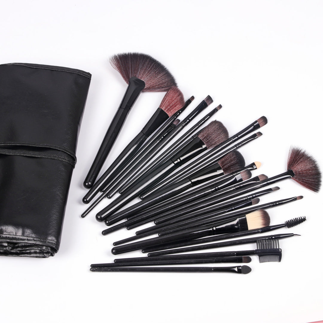 ✨ Shadowing 24-Piece Makeup Brush Set — Brown/Natural Wood Style Beauty Tools 💄🌿