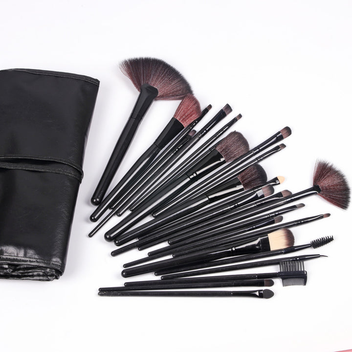 ✨ Shadowing 24-Piece Makeup Brush Set — Brown/Natural Wood Style Beauty Tools 💄🌿