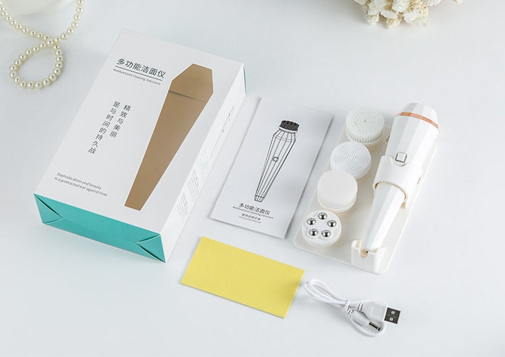 💖🌀 4-in-1 Electric Facial Cleansing Brush | USB Rechargeable Deep Clean Face Massager
