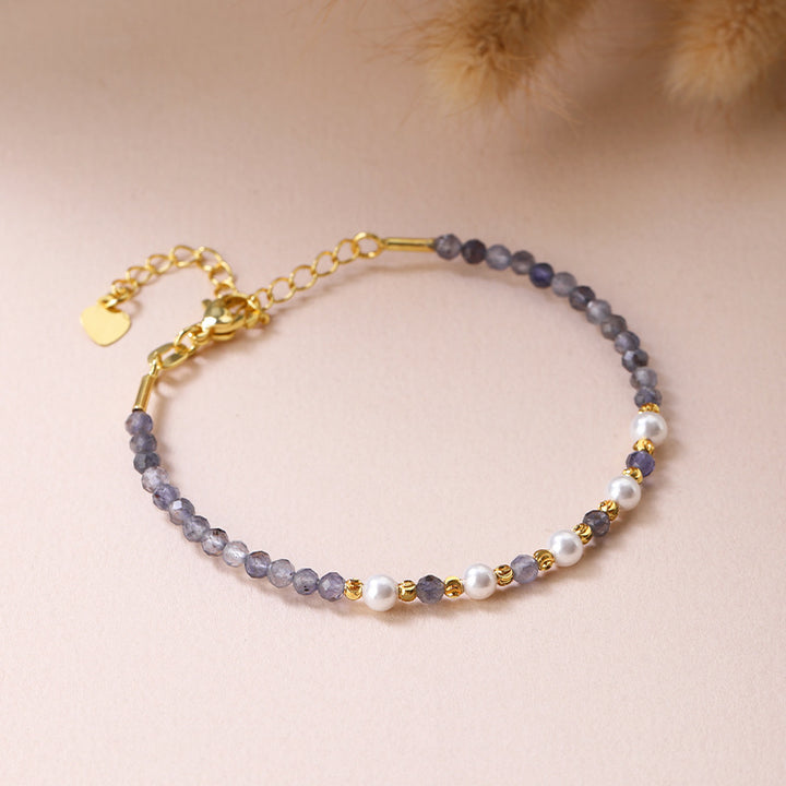 Women’s Natural Stone Bracelet – Geometric Star Design, Polished Finish