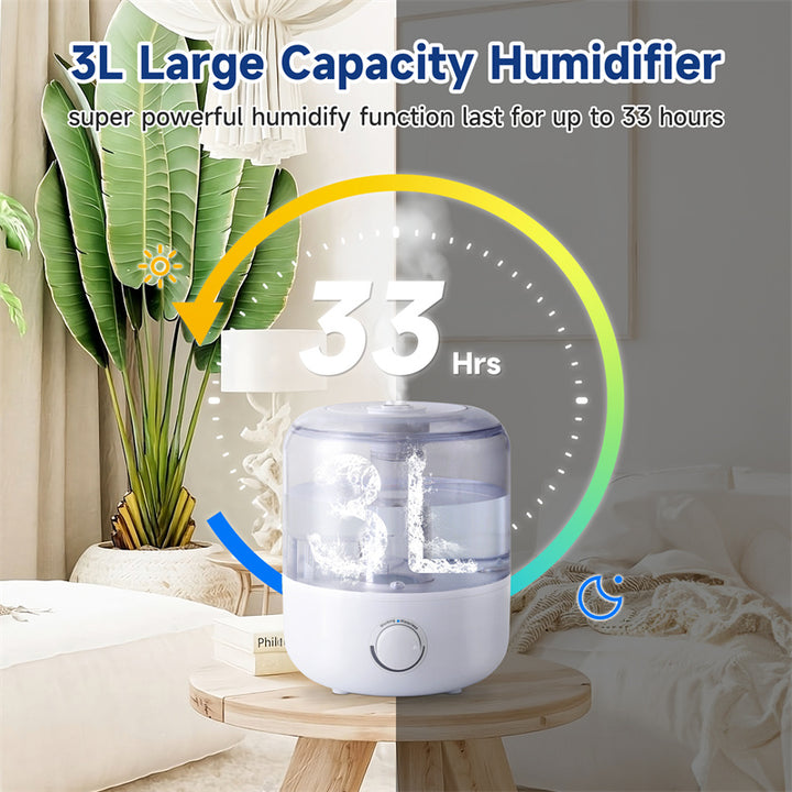 💧🏠 3L Mechanical Humidifier | Large Capacity BPA-Free Home Air Humidifier