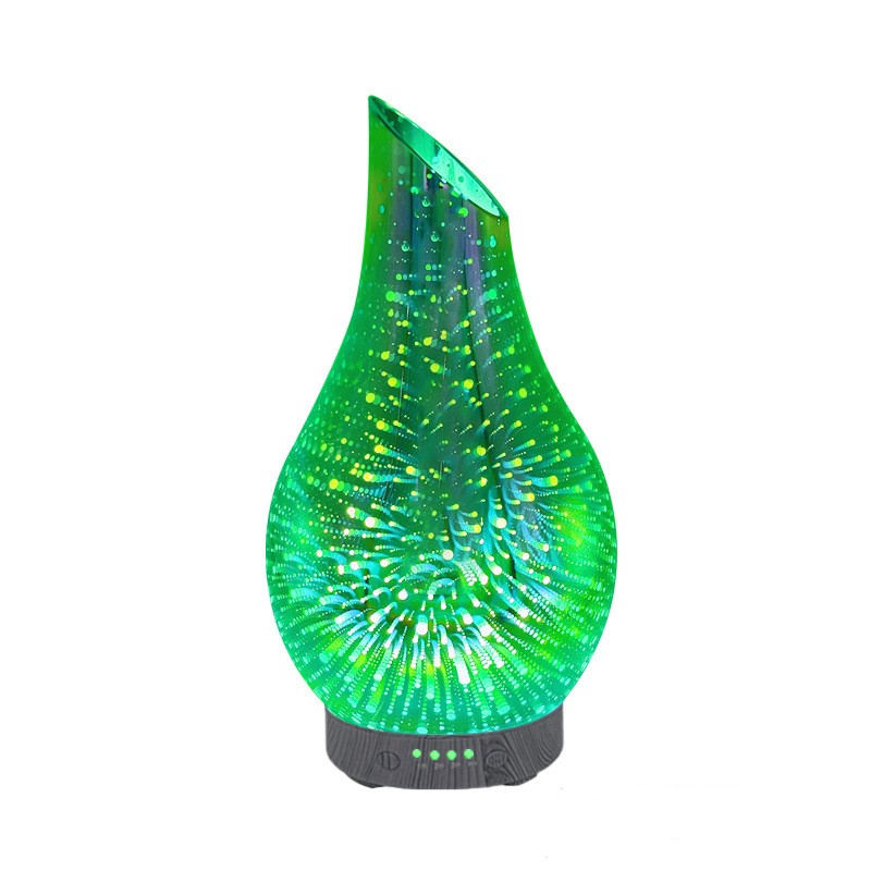 🌿💧 3D Glass Wood Grain Ultrasonic Humidifier | Cool Mist Aroma Diffuser ✨🏺