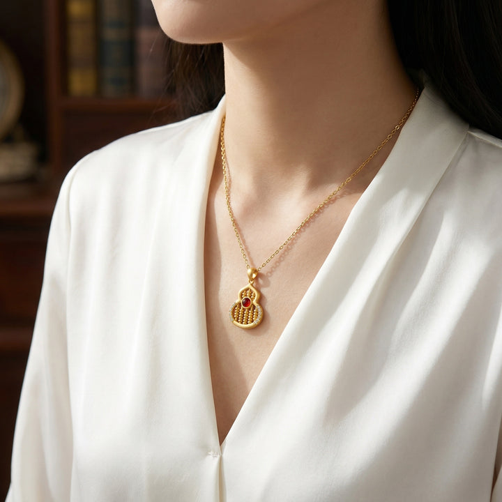 925 Sterling Silver Elegant Gourd-Shaped Abacus Pendant Necklace