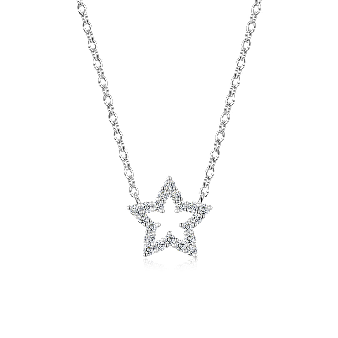 Luxury Minimalist Star Moissanite Pendant Necklace – Gold-Plated S925 Silver