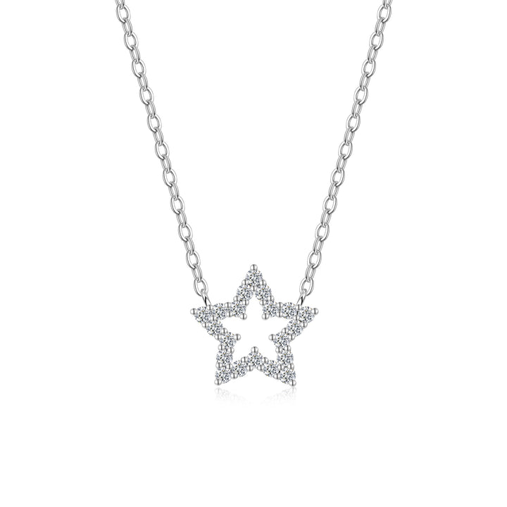 Luxury Minimalist Star Moissanite Pendant Necklace – Gold-Plated S925 Silver