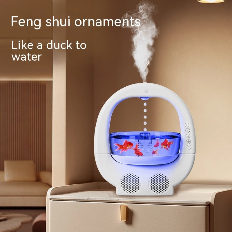 🌊💧 4-in-1 Anti-Gravity Humidifier | Aromatherapy + Bluetooth Speaker + Fish Tank Lamp ✨