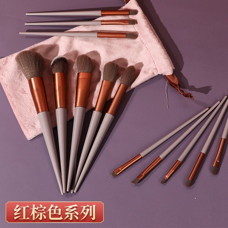 💗 13-Piece Pink Makeup Brush Set with Velvet Bag – Professional Face & Eye Beauty Tools 🖌️✨