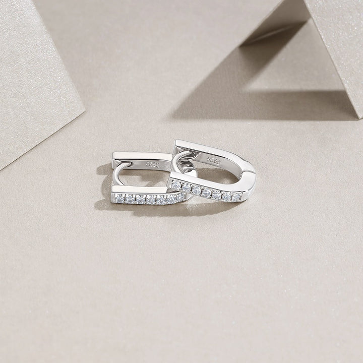 Luxury Minimalist Moissanite Loop Earrings – Platinum-Plated S925 Silver