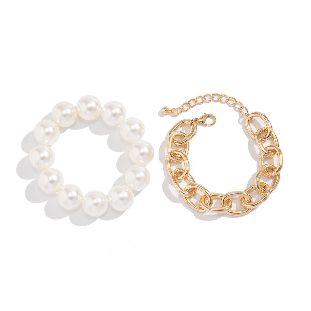 Exaggerated Big Round Bead Pearl Bracelet – Bold & Chic Set