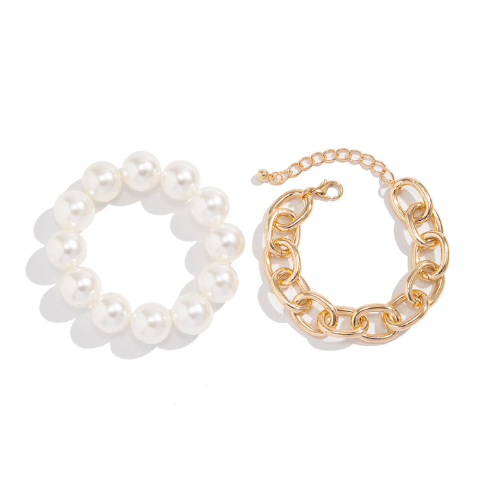 Exaggerated Big Round Bead Pearl Bracelet – Bold & Chic Set