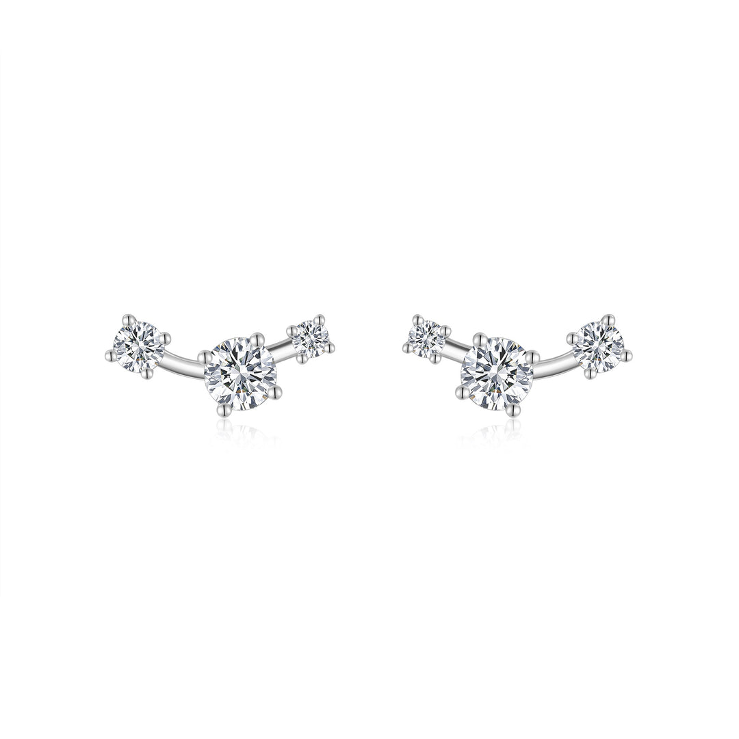 Minimalist Platinum-Plated Morganite Stud Earrings – S925 Silver