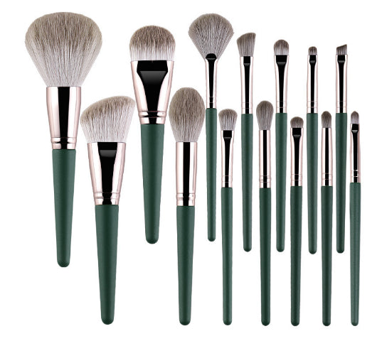 ☁️✨ 14-Piece Green Cloud Makeup Brush Set — Super Soft Collection 💄