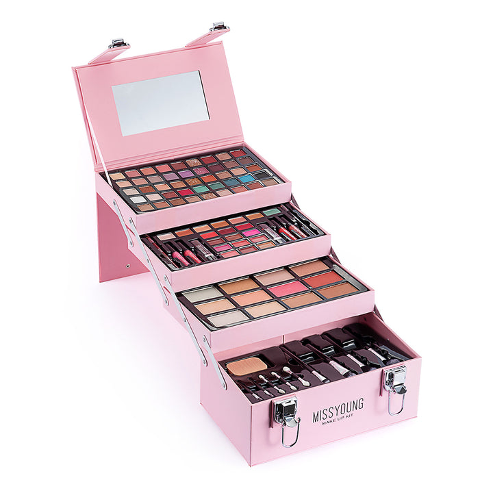 💄 All-in-One Eye Shadow & Lip Gloss Cosmetic Set – Full Makeup Kit (Black & Pink) ✨
