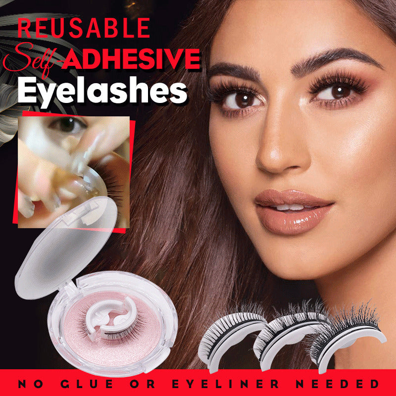 👁️✨ Reusable 3D Mink Lashes – Self-Adhesive Natural False Eyelashes (Glue-Free Silk Style)