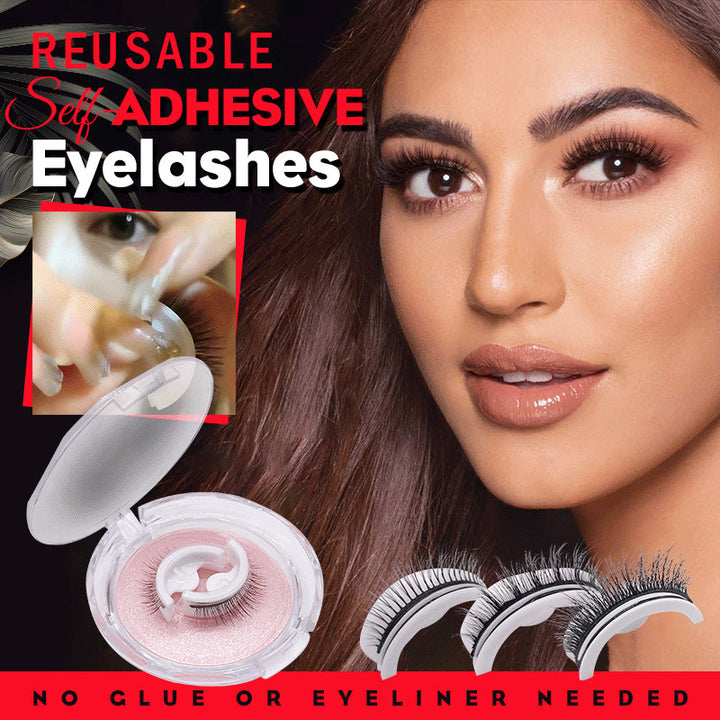 👁️✨ Reusable 3D Mink Lashes – Self-Adhesive Natural False Eyelashes (Glue-Free Silk Style)