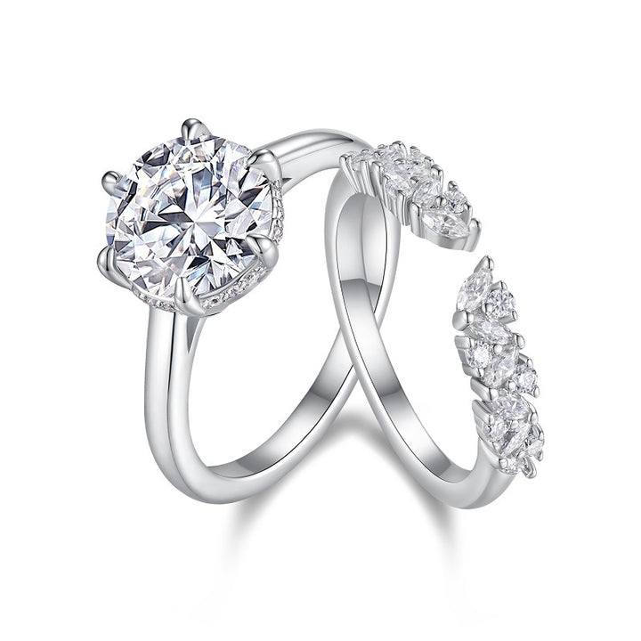 💍 3 Carat Moissanite Double Ring Set – Gold-Plated S925 Silver Luxury Bridal Ring 💍