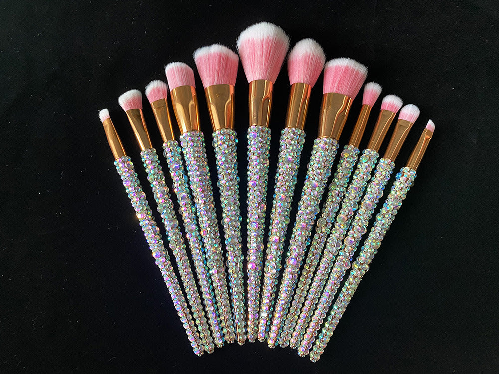 ✨ Diamond 12 Gems Makeup Brush Set — luxury sparkle for flawless beauty 💎💄