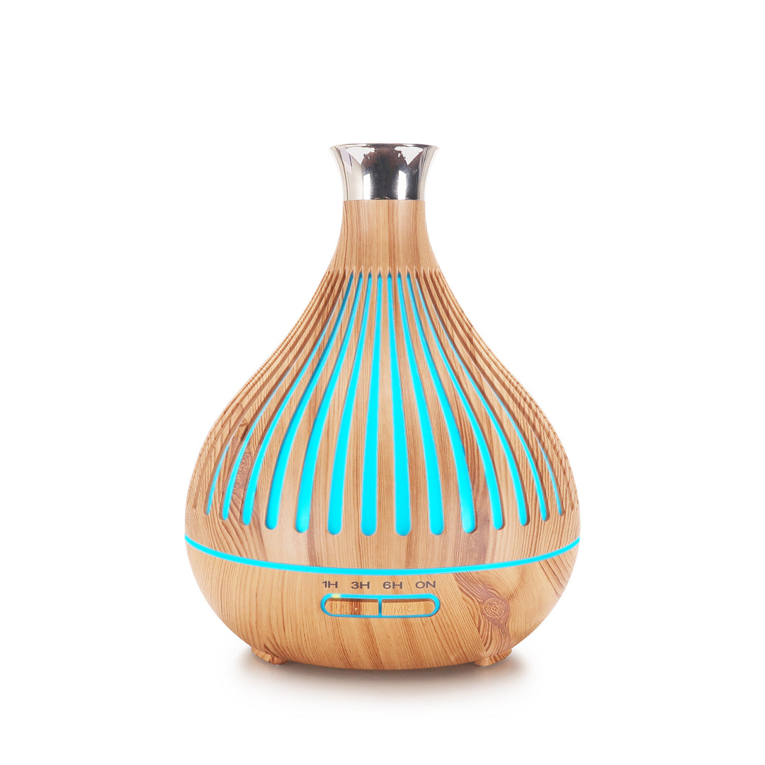 🌿💧 Vase Wood Grain Humidifier 400ML | Aromatherapy Ultrasonic Diffuser 🌙✨