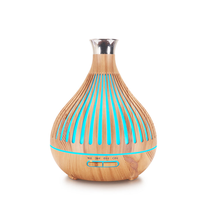 🌿💧 Vase Wood Grain Humidifier 400ML | Aromatherapy Ultrasonic Diffuser 🌙✨