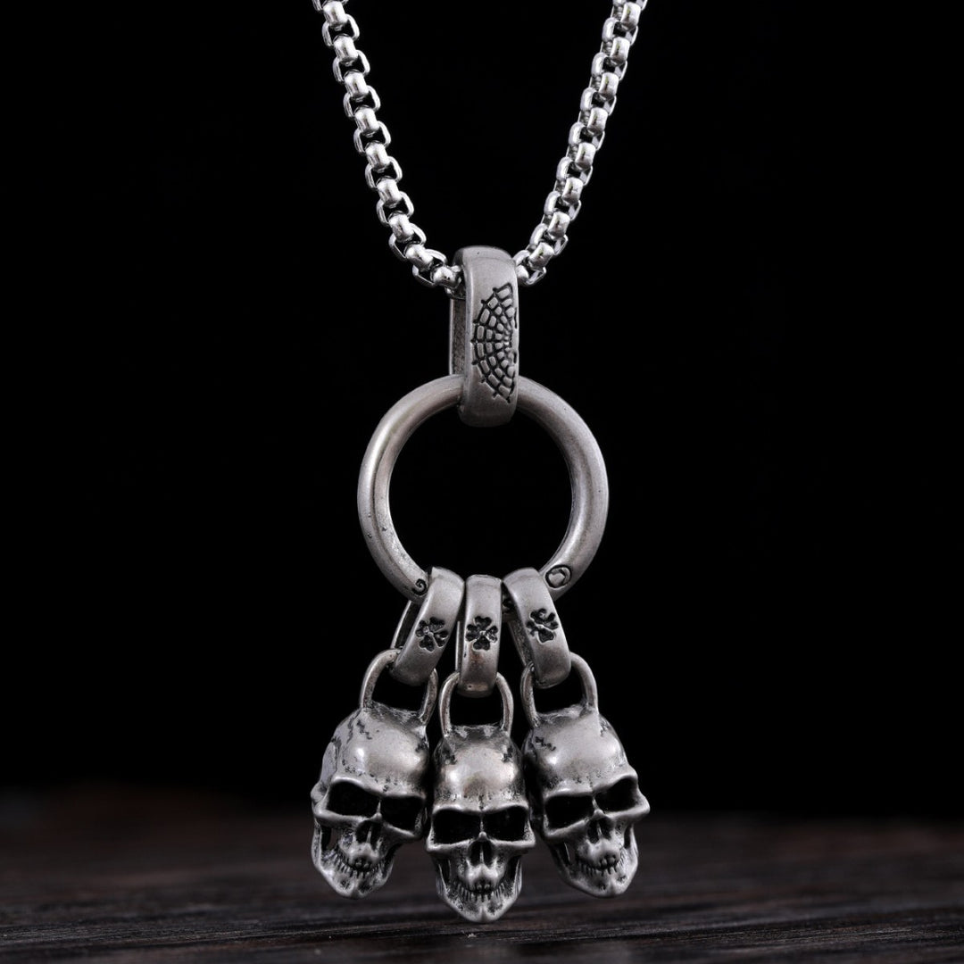 Men’s Street Punk Vintage Pendant Necklace – Trendy Metal Chain Jewelry