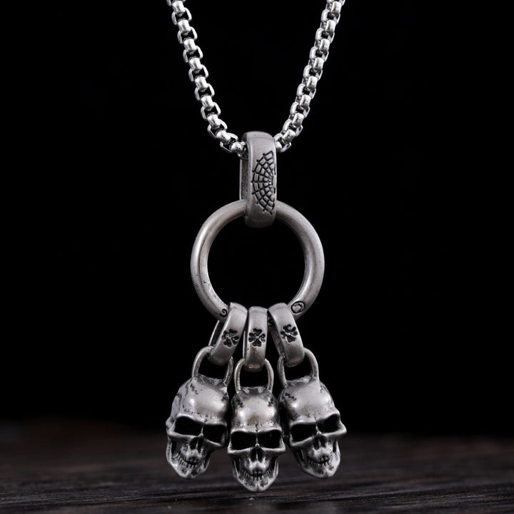 Men’s Street Punk Vintage Pendant Necklace – Trendy Metal Chain Jewelry