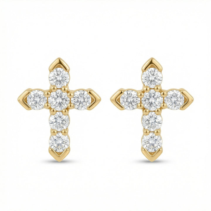 ✨ 925 Sterling Silver Cruciform Stud Earrings with Sparkling Clear Accents ✨