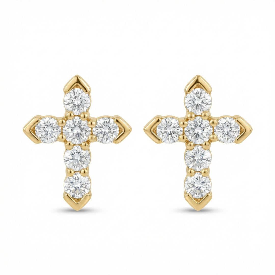 ✨ 925 Sterling Silver Cruciform Stud Earrings with Sparkling Clear Accents ✨
