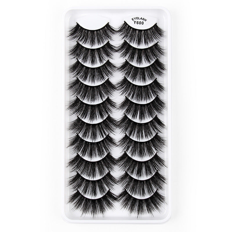 👁️✨ 3D European & American Cat Eye False Eyelashes – Natural Thick Fluffy Lash Set