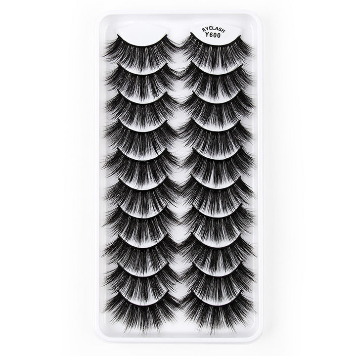 👁️✨ 3D European & American Cat Eye False Eyelashes – Natural Thick Fluffy Lash Set