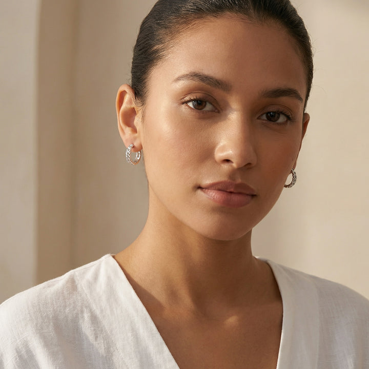 ✨ 925 Sterling Silver Braided Huggie Hoop Earrings for Women ✨