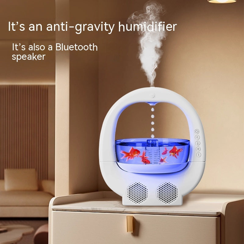 🌊💧 4-in-1 Anti-Gravity Humidifier | Aromatherapy + Bluetooth Speaker + Fish Tank Lamp ✨