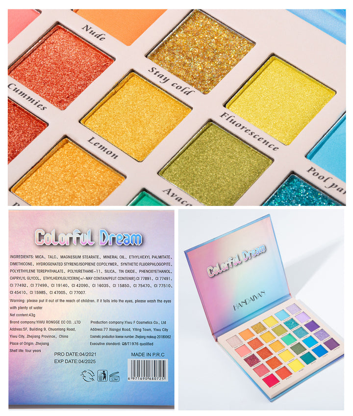 🌈 30-Color Shimmer Matte Glitter Eyeshadow Palette – Dreamy Rainbow Makeup Set ✨