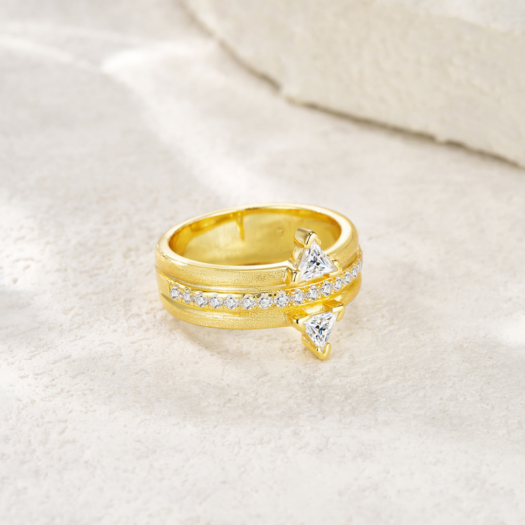 💍 Engraved Moissanite Minimalist Ring – Gold-Plated S925 Silver (Sizes 5–9) 💍