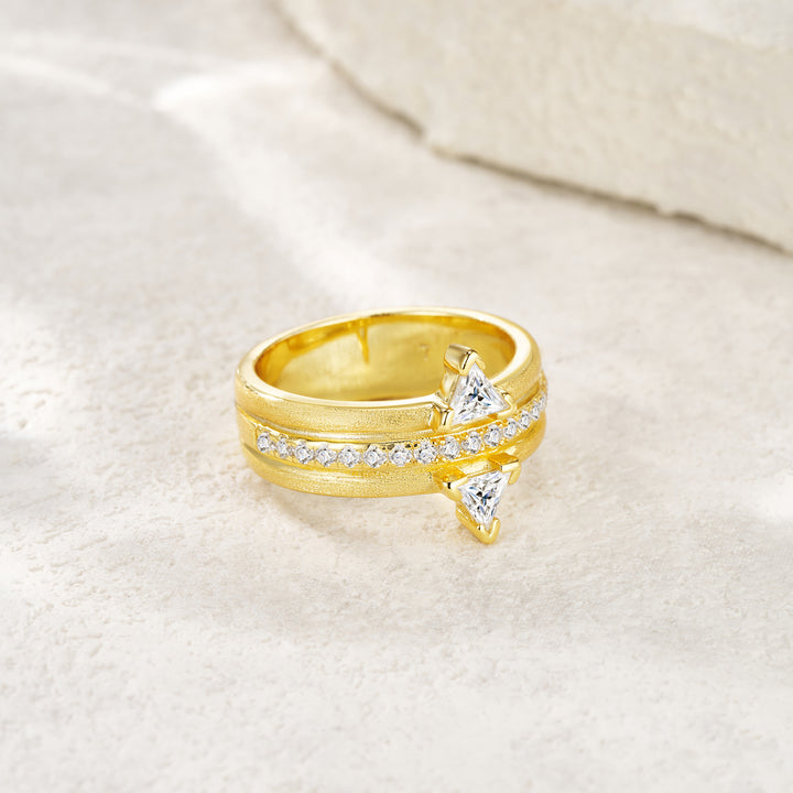 💍 Engraved Moissanite Minimalist Ring – Gold-Plated S925 Silver (Sizes 5–9) 💍