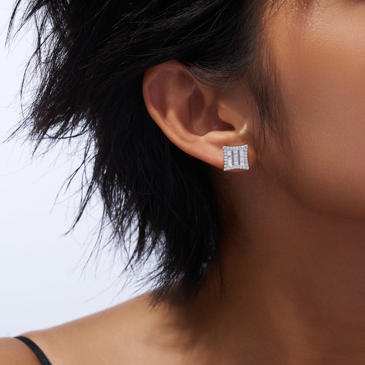 Minimalist Platinum-Plated Moissanite Stud Earrings – S925 Silver