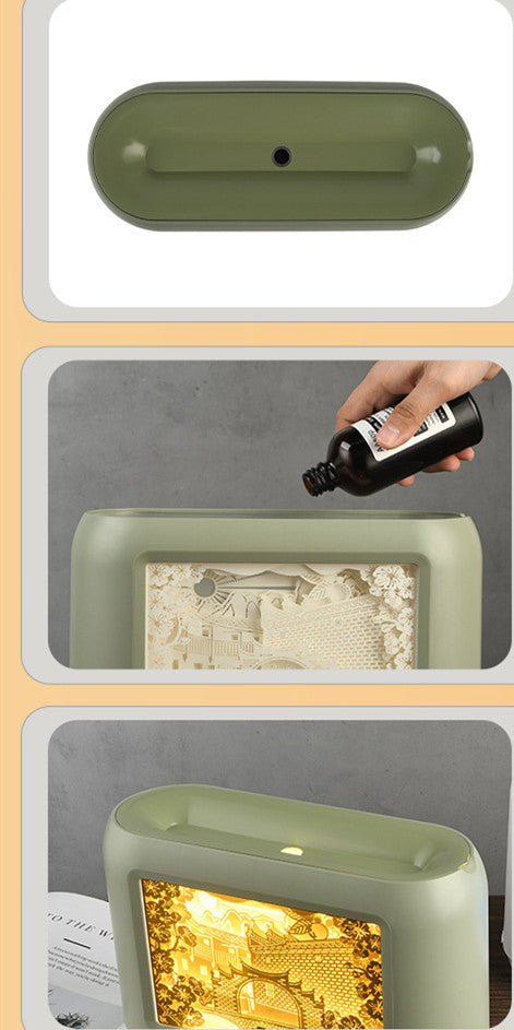 💡💧 Paper-Cut Light Box Humidifier | 400ml Heavy Fog Home Décor Aromatherapy Device ✨