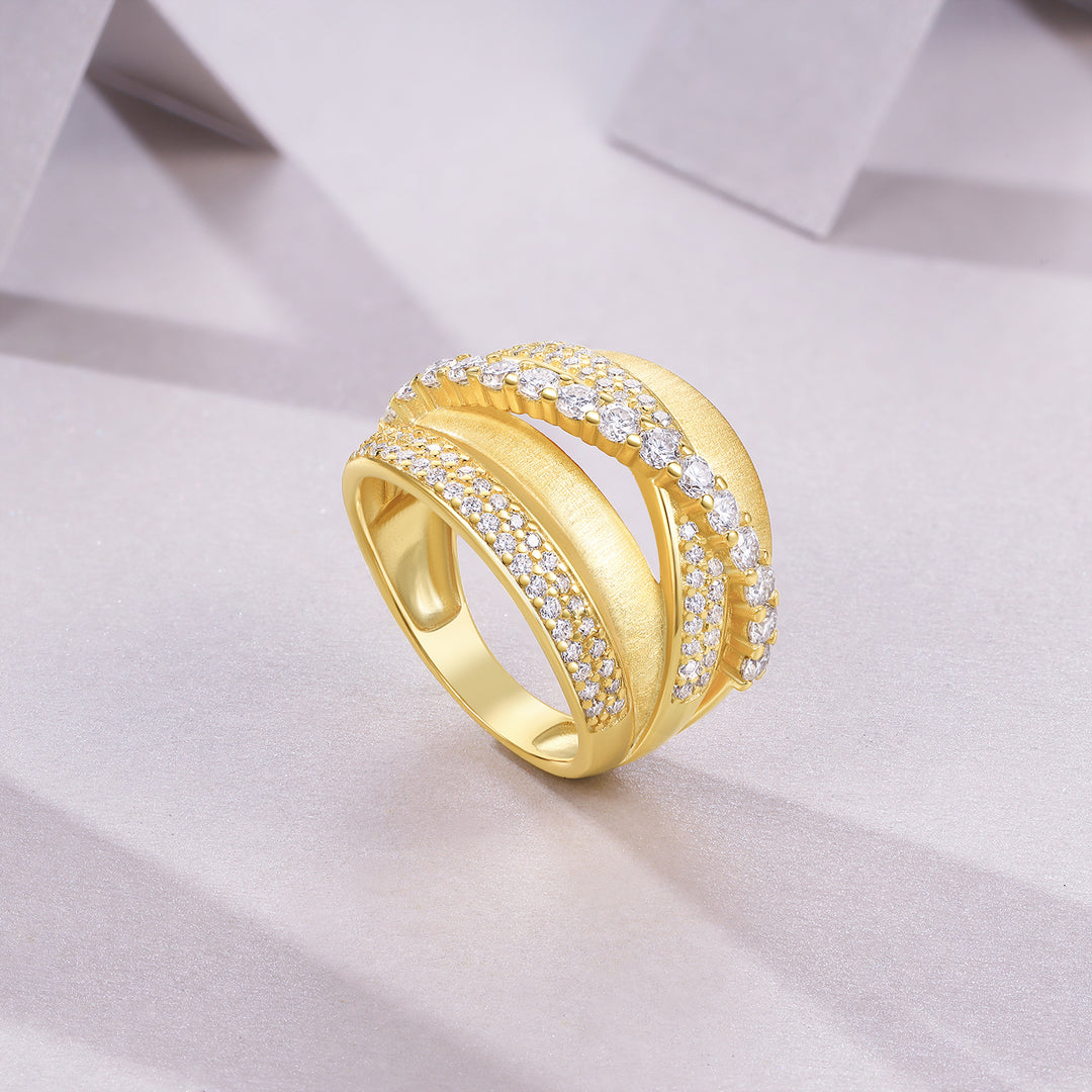 💍 Engraved Moissanite Ring – Gold-Plated S925 Silver Minimalist Luxury (Sizes 5–9) 💍