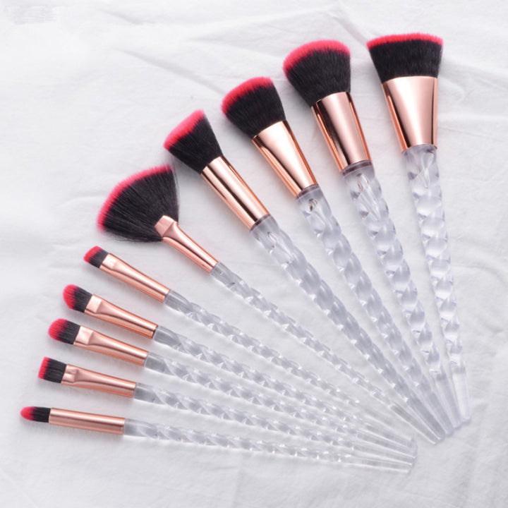 ✨ Makeup Brush Transparent Glitter Spiral Set — Beauty Tools Kit 💄✨