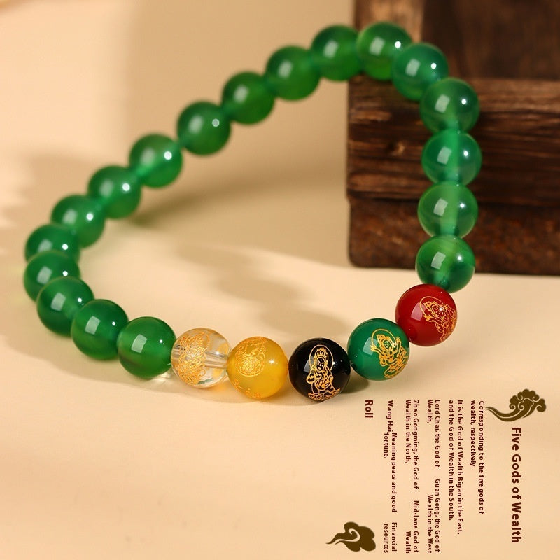 Natural Agate Five Elements Five Blessings Bracelet