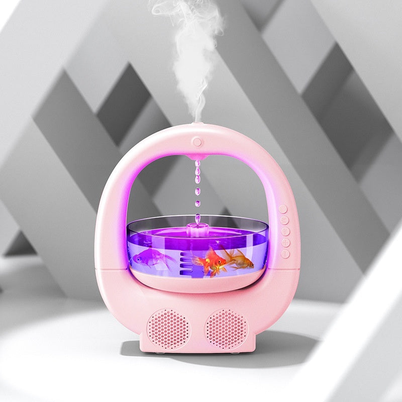 🌊💧 4-in-1 Anti-Gravity Humidifier | Aromatherapy + Bluetooth Speaker + Fish Tank Lamp ✨