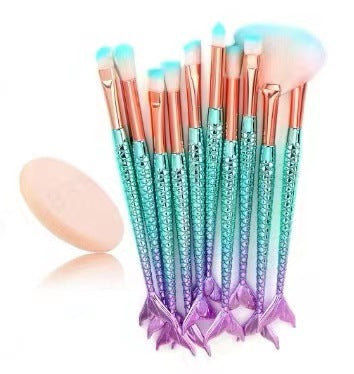 🧜‍♀️✨ Gradient Mermaid Makeup Brush Set — dive into beauty with a magical glow