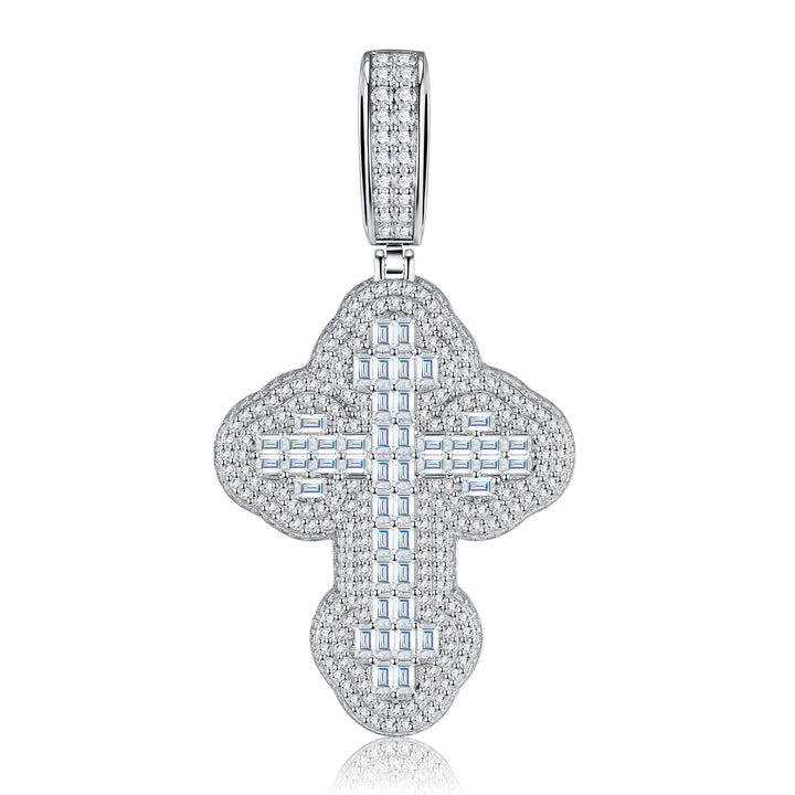 ✨ 925 Sterling Silver Minimalist Moissanite Cross Pendant Necklace – Platinum-Plated Elegance ✨