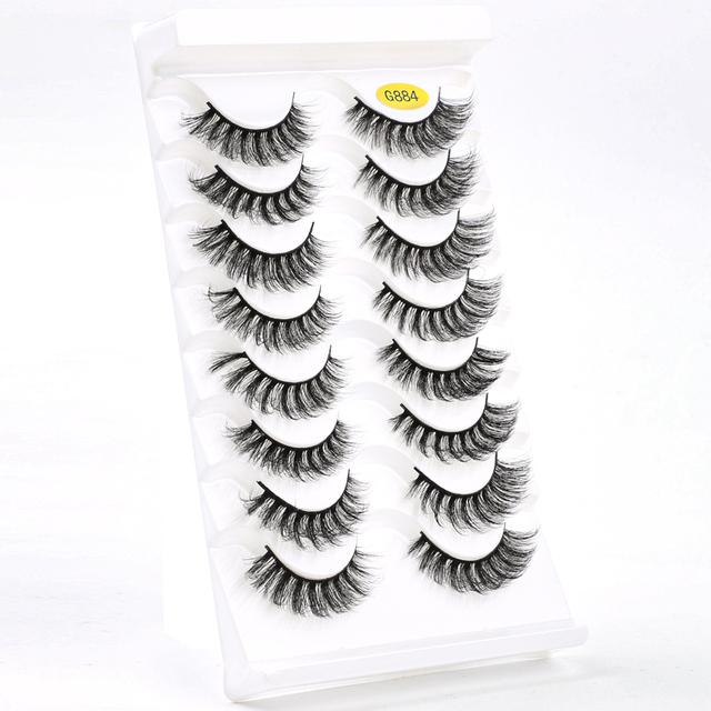 👁️✨ European & American 3D Dense DD Curl False Eyelashes – 8 Pairs Multi-Layer Set