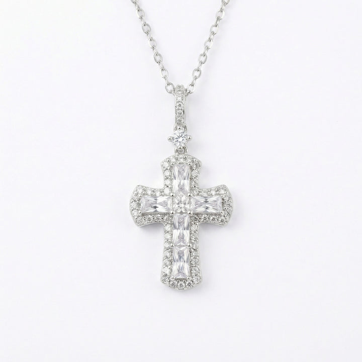 ✨ 925 Sterling Silver Cross Necklace with CZ Accents