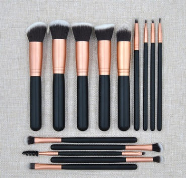 ✨ 14-Piece Black & Rose Gold Makeup Brush Set — Beauty Tools Kit 💄🖤✨