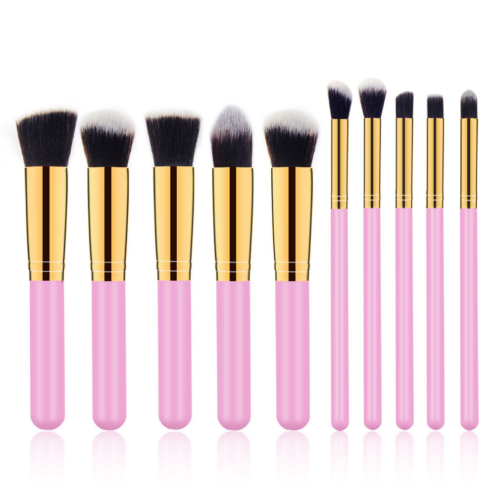 ✨ 10-Piece Wooden Handle Cosmetic Brush Set 💄