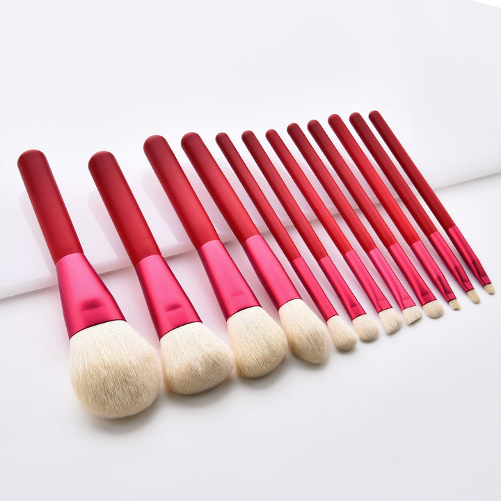 ✨ 12-Piece Red Makeup Brush Set — Beauty Tools Kit 💄❤️